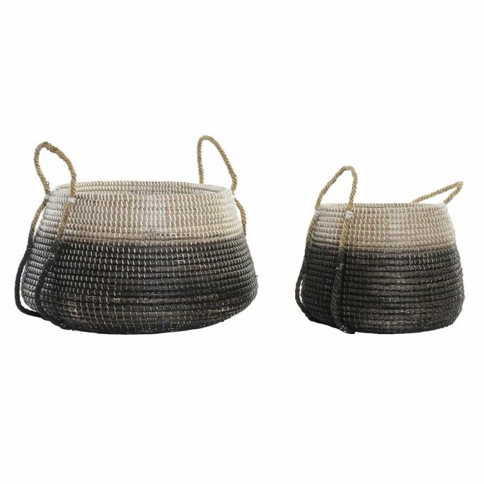 Cesta Balines DKD Home Decor Natural Gris 52 x 40 x 52 cm Set de 2