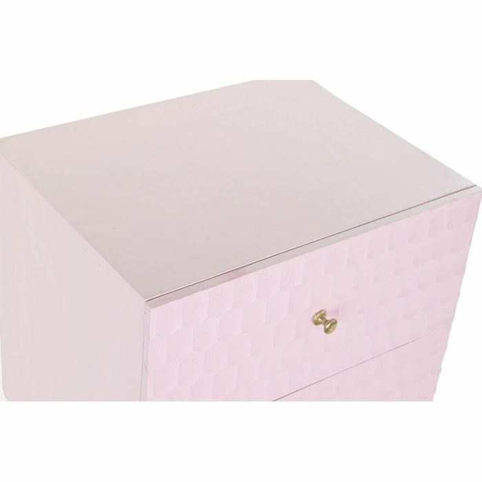 Mesita de Noche DKD Home Decor 52 x 42 x 65 cm Metal Rosa claro Madera de mango 5