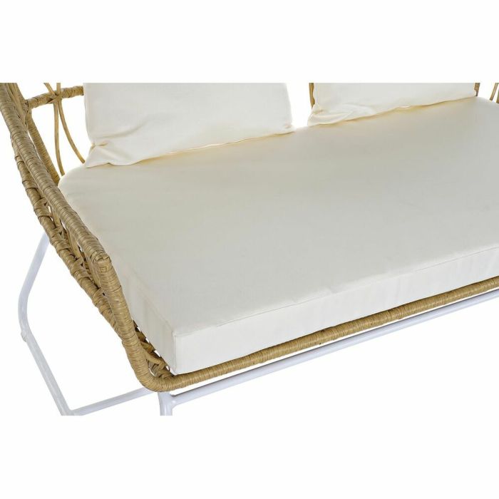 Sofá de Jardín DKD Home Decor Blanco Metal ratán sintético (132 x 58 x 80 cm) 3