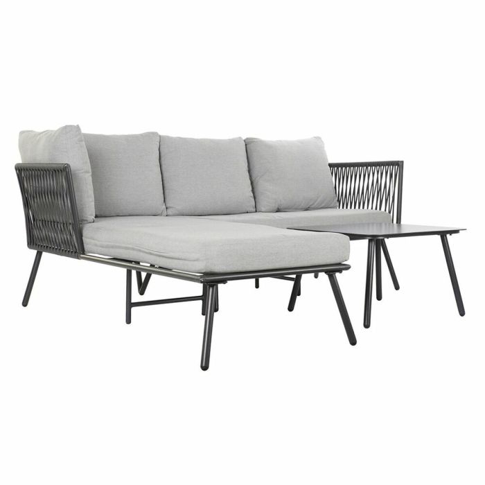 Sofá de Jardín DKD Home Decor Negro Metal Aluminio Cuerda 30 x 40 cm 192 x 163 x 86 cm   5