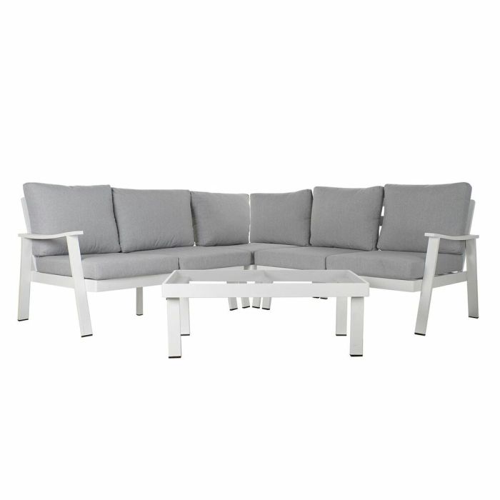 Sofa Terraza Y Jardin DKD Home Decor Gris Blanco 212 x 86 x 212 cm Set de 4