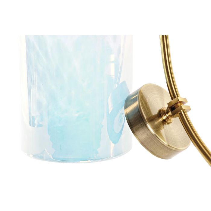 Jarrón DKD Home Decor Cristal Azul Dorado Metal Mediterráneo (19 x 15 x 33 cm) (Ø 14 cm) 1