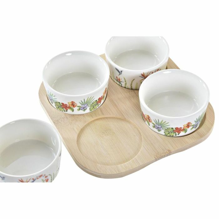 Set de Aperitivo DKD Home Decor Multicolor Natural Bambú Plástico Gres Tropical 19,7 x 19,7 x 1 cm (5 pcs) 1