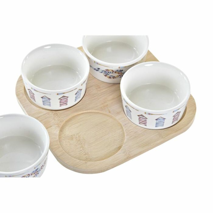 Set de Aperitivo DKD Home Decor Azul Natural Bambú Gres Mediterráneo 19,7 x 19,7 x 1 cm (5 pcs) 1