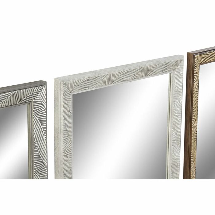 Espejo de pared DKD Home Decor Cristal Natural Gris Marrón Blanco PS 4 Unidades Hoja de planta (36 x 2 x 95,5 cm) 1