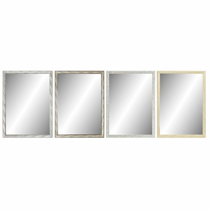 Espejo de pared DKD Home Decor 56 x 2 x 76 cm Cristal Natural Gris Marrón Gris oscuro Poliestireno Tropical Hoja de planta (4 Pi