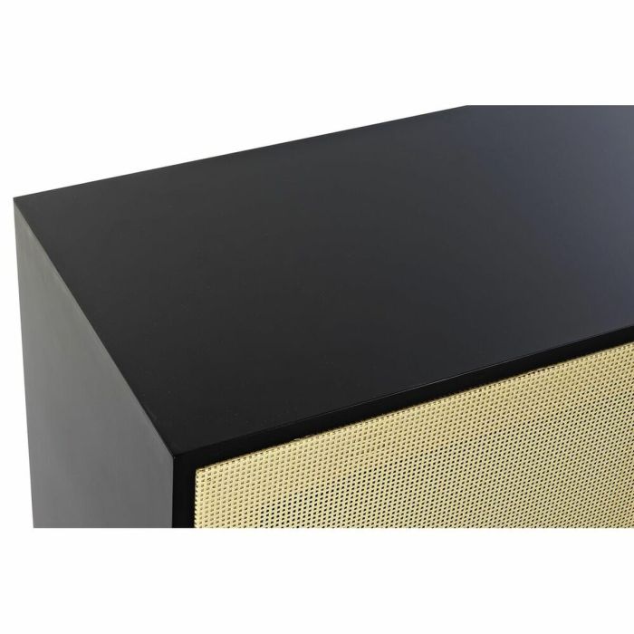 Mueble de TV DKD Home Decor Negro Abeto Ratán (160 x 65 x 38 cm) 1