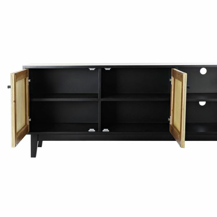 Mueble de TV DKD Home Decor Negro Abeto Ratán (160 x 65 x 38 cm) 5