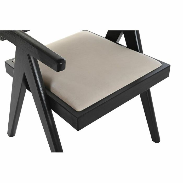 Silla con Reposabrazos DKD Home Decor Beige Tapizado Negro 55 x 54 x 82 cm 56 x 54 x 82 cm 2 Silla con Reposabrazos DKD Home Decor Beige Tapizado Negro 55 x 54 x 82 cm 56 x 54 x 82 cm 2