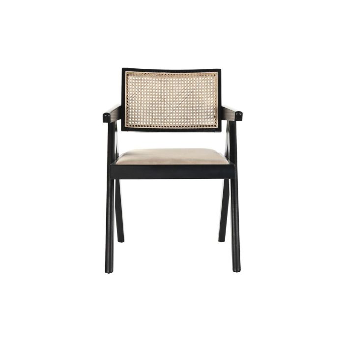 Silla con Reposabrazos DKD Home Decor Beige Tapizado Negro 55 x 54 x 82 cm 56 x 54 x 82 cm 5 Silla con Reposabrazos DKD Home Decor Beige Tapizado Negro 55 x 54 x 82 cm 56 x 54 x 82 cm 5