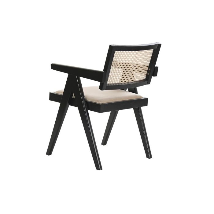 Silla con Reposabrazos DKD Home Decor Beige Tapizado Negro 55 x 54 x 82 cm 56 x 54 x 82 cm 4 Silla con Reposabrazos DKD Home Decor Beige Tapizado Negro 55 x 54 x 82 cm 56 x 54 x 82 cm 4
