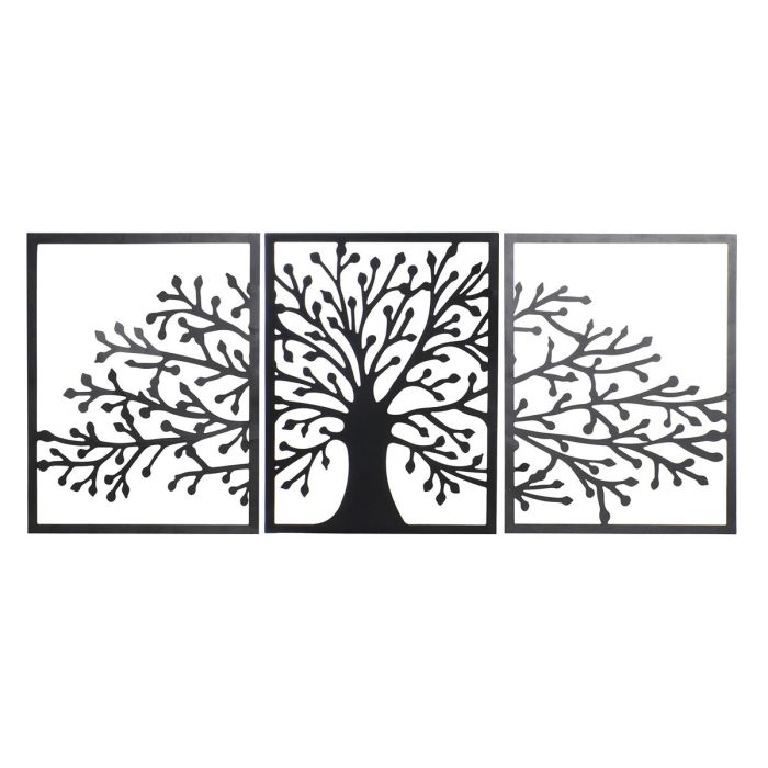 Decoración de Pared DKD Home Decor Negro Árbol Cottage 141 x 1,3 x 61 cm