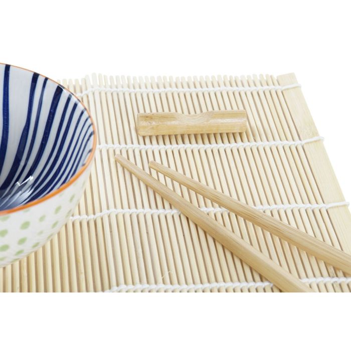 Set de Sushi DKD Home Decor 14,5 x 14,5 x 31 cm Azul Blanco Gres Oriental (16 Piezas) 2