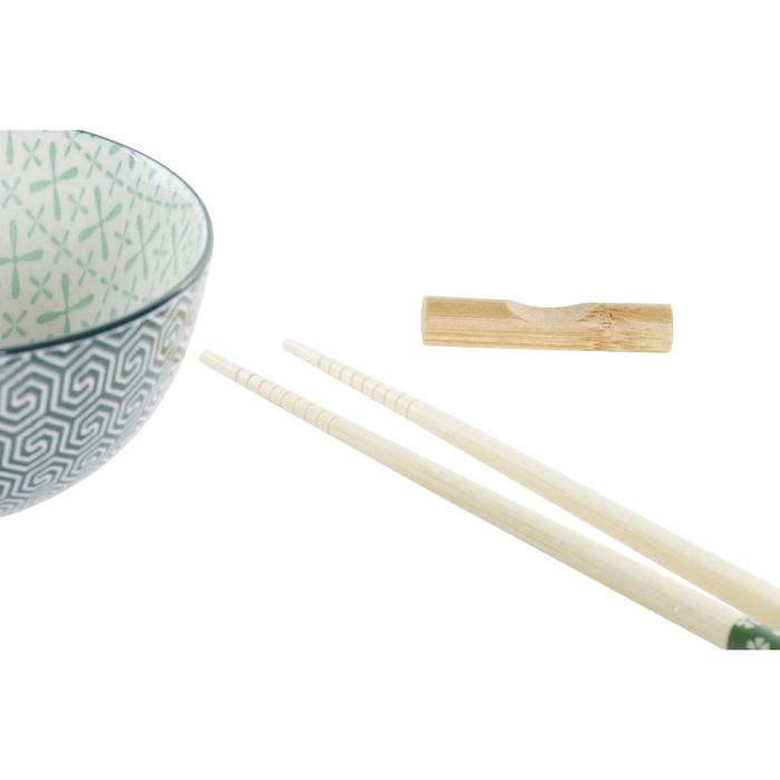 Set de Sushi DKD Home Decor Bambú Gres Blanco Verde Oriental 30 x 21 x 7 cm (6 Piezas) 3