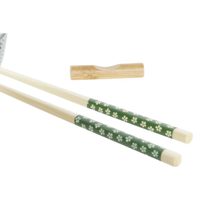 Set de Sushi DKD Home Decor Bambú Gres Blanco Verde Oriental 30 x 21 x 7 cm (6 Piezas) 2