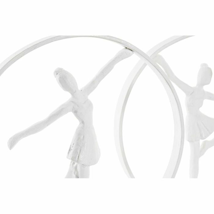 Figura Decorativa DKD Home Decor Bailarina Aluminio Blanco Madera de mango Moderno (23 x 9 x 33 cm) (2 Unidades) 2
