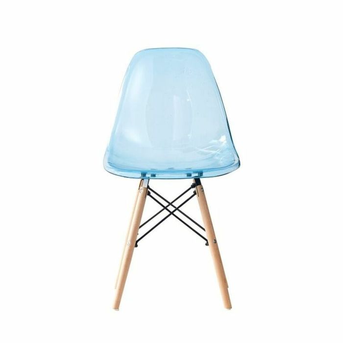 Silla de Comedor DKD Home Decor Natural Azul PVC Abedul (50 x 46 x 83,5 cm) 3