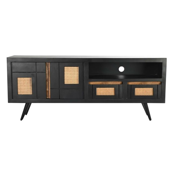 Mueble de TV DKD Home Decor Negro Ratán Madera de mango (145,5 x 40,5 x 60 cm) 9