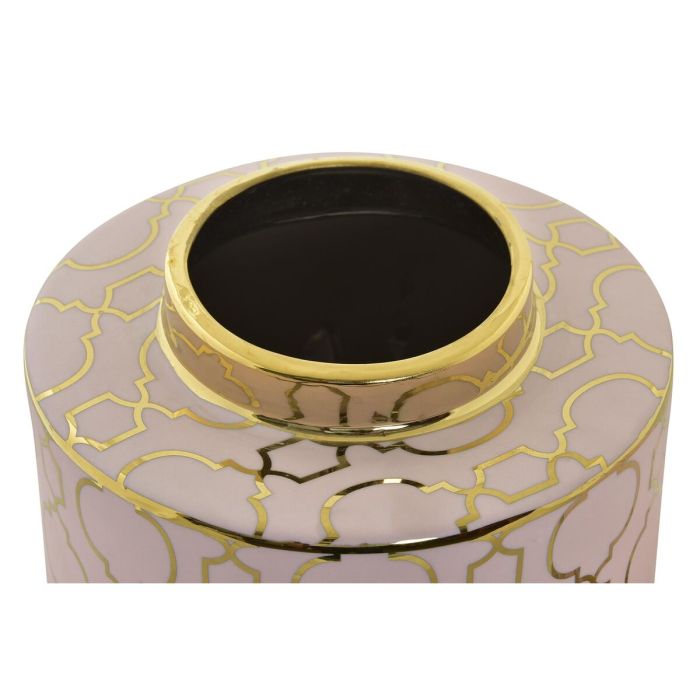 Jarrón DKD Home Decor Rosa Dorado Porcelana Oriental Cromado 18 x 18 x 16 cm 2