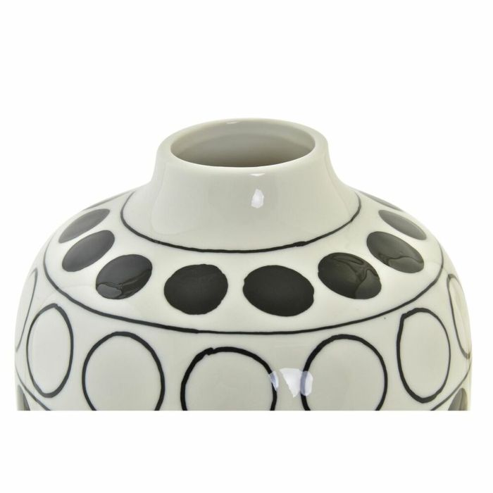 Jarrón DKD Home Decor Porcelana Negro Blanco Moderno Círculos 16 x 16 x 18 cm 2