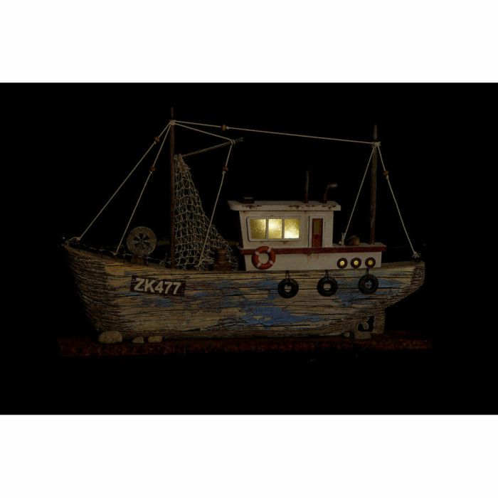 Figura Decorativa DKD Home Decor LED Madera de Paulonia Barco (40 x 5 x 24 cm) 1