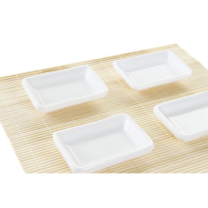 Set de Sushi DKD Home Decor Metal Bambú Blanco Natural Oriental 30 x 40 cm 28 x 22 x 2,5 cm (9 Piezas) 3