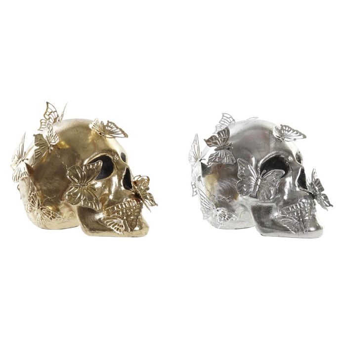 Figura Decorativa DKD Home Decor 20,5 x 16 x 15,5 cm Calavera (2 Unidades) 2 Figura Decorativa DKD Home Decor 20,5 x 16 x 15,5 cm Calavera (2 Unidades) 2