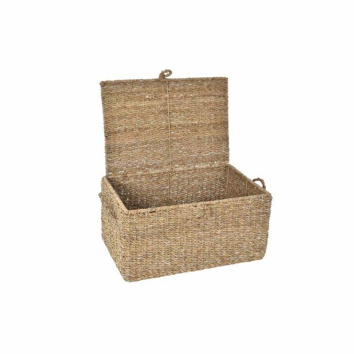 Juego de Cestas DKD Home Decor Con Tapa Natural Hierro Hierba marina (50 x 34 x 25 cm) (3 Piezas) 3