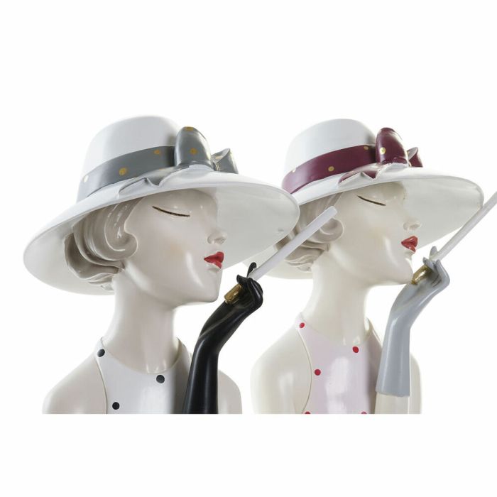 Figura Decorativa DKD Home Decor Rosa Blanco Resina Fashion Girls (18,5 x 15 x 31 cm) (2 Unidades) 2