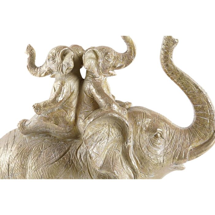 Figura Decorativa DKD Home Decor Elefante Dorado Resina (24 x 10 x 25,5 cm) 1