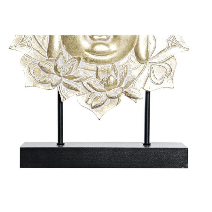 Figura Decorativa DKD Home Decor 27 x 8 x 33,5 cm Negro Dorado Buda Oriental (2 Unidades) 2