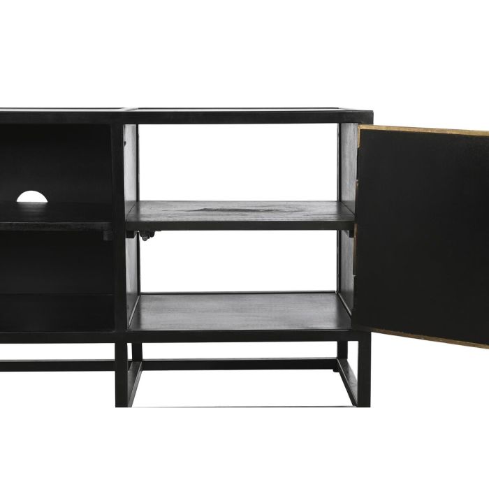 Mueble de TV DKD Home Decor Negro Metal Madera (120 x 37 x 50 cm) 5