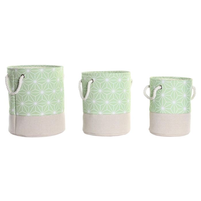 Cesta Urban DKD Home Decor Verde Beige 30 x 35 x 30 cm Set de 3