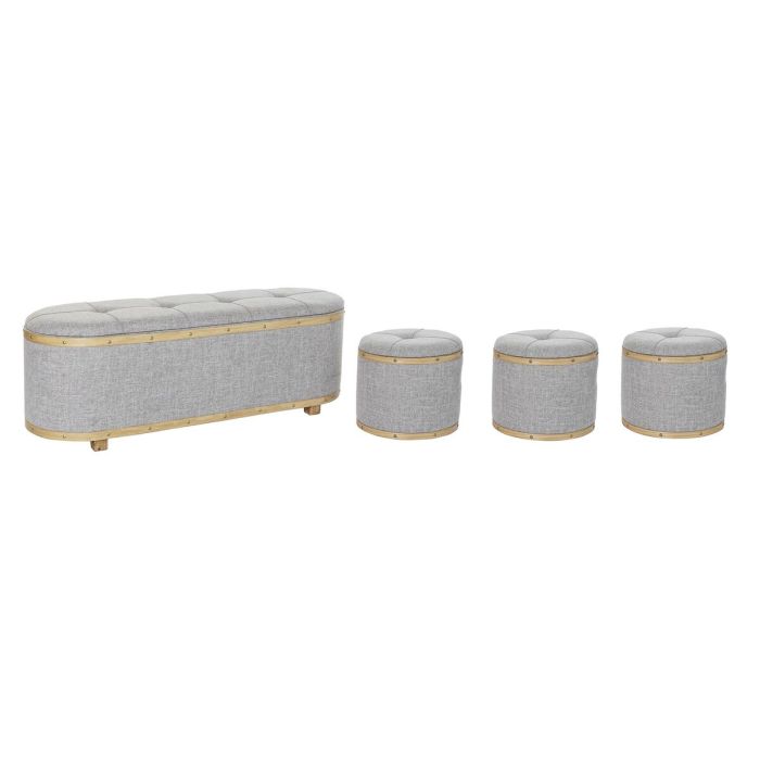 Banqueta DKD Home Decor Gris Madera Poliéster (120 x 45 x 43 cm)