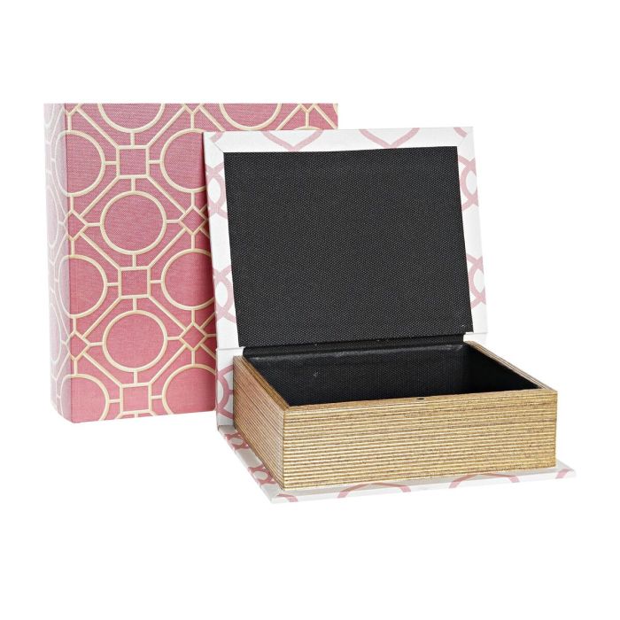 Caja DKD Home Decor Libro Lienzo Madera 20 x 8 x 26 cm (2 Unidades) 1
