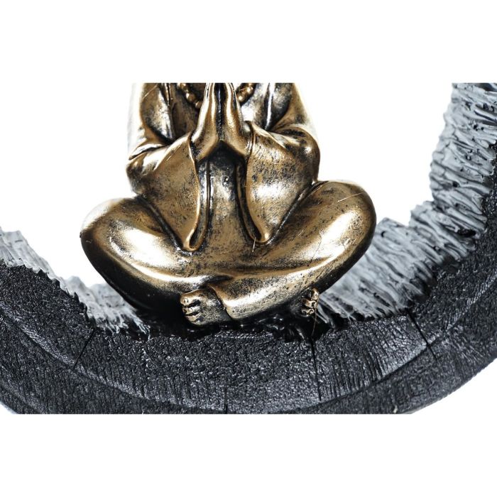 Figura Decorativa DKD Home Decor Negro Dorado Monje Oriental 20,8 x 6,5 x 18,5 cm (2 Unidades) 1