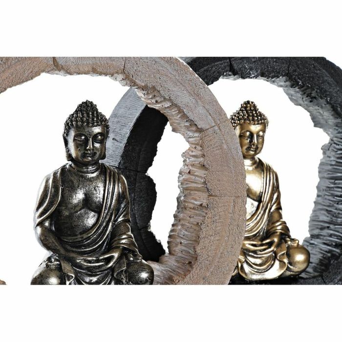 Figura Decorativa DKD Home Decor Negro Dorado Buda Oriental 20,8 x 6 x 18,5 cm (2 Unidades) 2
