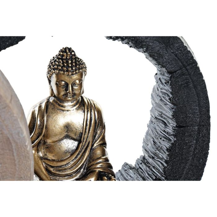 Figura Decorativa DKD Home Decor Negro Dorado Buda Oriental 20,8 x 6 x 18,5 cm (2 Unidades) 1