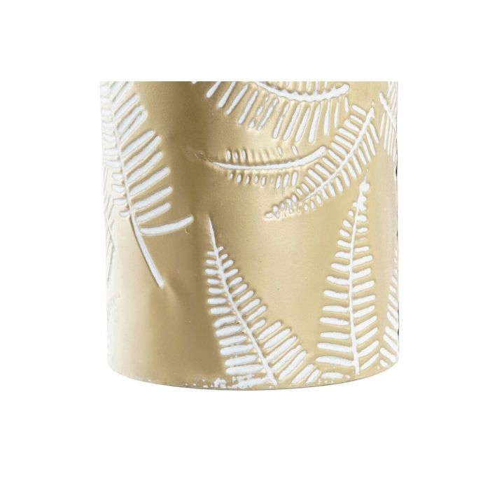 Jarrón DKD Home Decor Dorado Metal Crema Tropical Hoja de planta (21 x 21 x 81 cm) 3