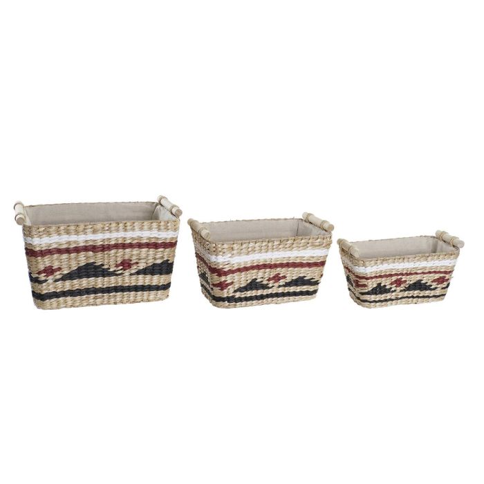 Cesta Colonial DKD Home Decor Natural Granate 27 x 24 x 39 cm Set de 3