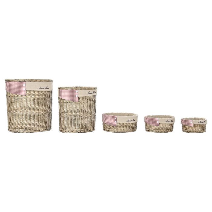 Juego de Cestos DKD Home Decor Natural Poliéster Mimbre (51 x 37 x 56 cm) (5 Piezas) 4