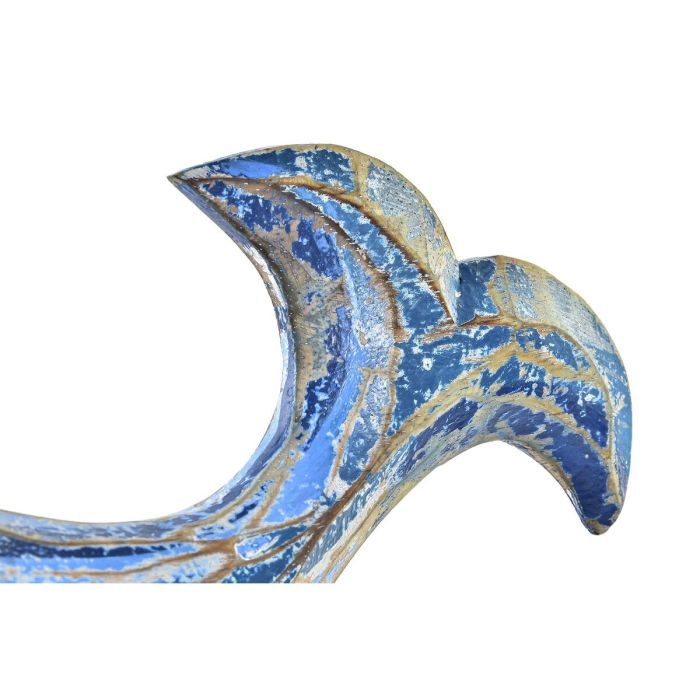 Figura Decorativa DKD Home Decor Acabado envejecido Azul Marrón Ballena Madera de albasia (40 x 10 x 30 cm) 1