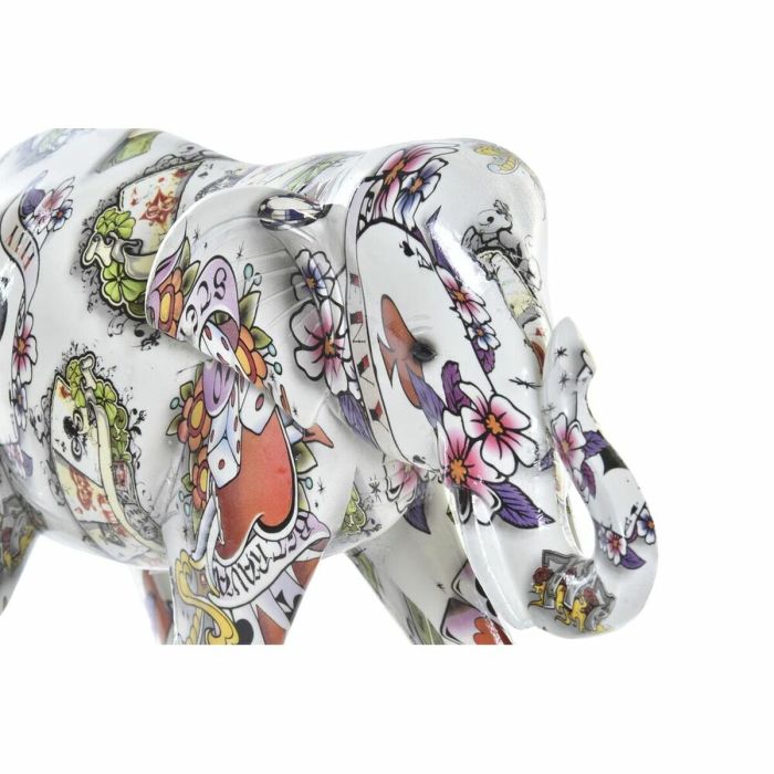 Figura Decorativa DKD Home Decor Elefante Blanco Resina Multicolor (23 x 9 x 17 cm) 2