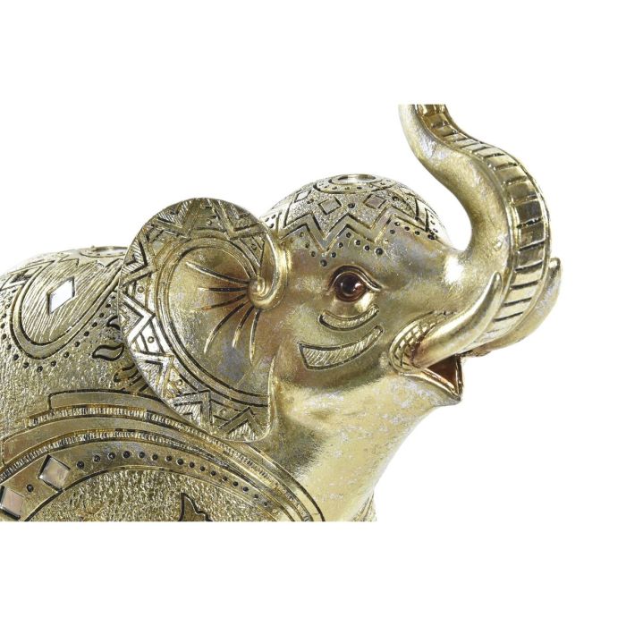 Figura Decorativa DKD Home Decor Elefante Dorado Resina (24 x 10 x 24 cm) 1