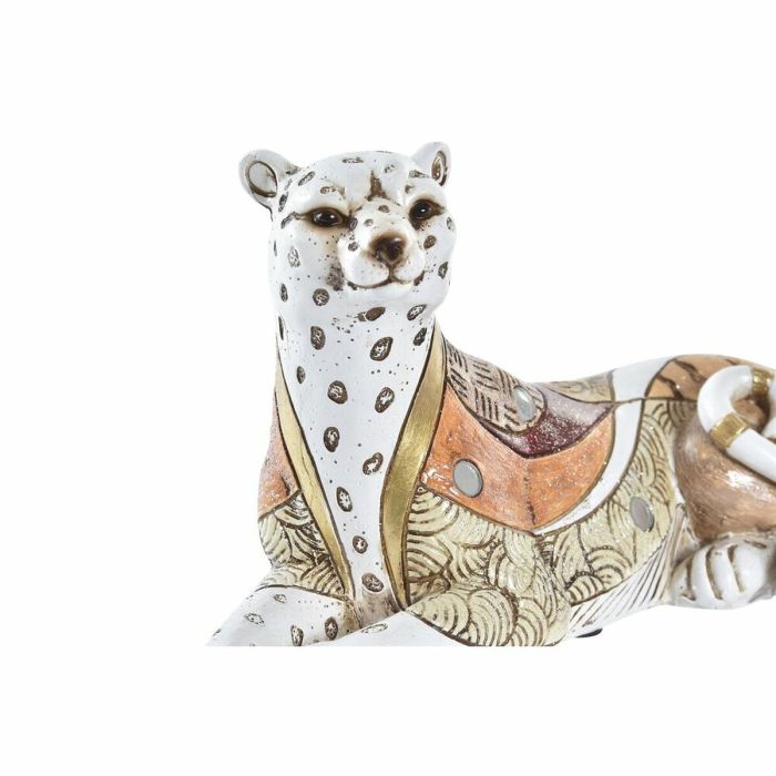 Figura Decorativa DKD Home Decor Blanco Naranja Leopardo Colonial 24 x 10 x 12 cm 2