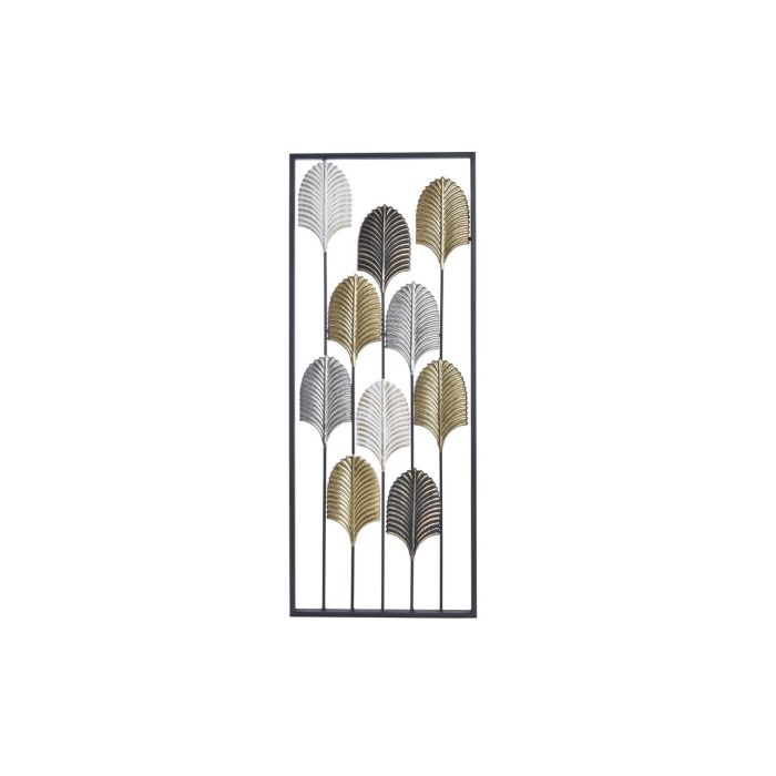 Decoración de Pared DKD Home Decor Negro Metal Multicolor Moderno Hoja de planta (35 x 2 x 90 cm)