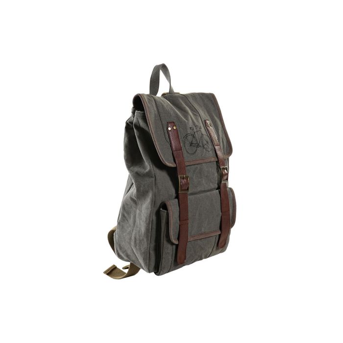 Mochila Casual DKD Home Decor Canvas Bicicleta Gris Marrón (33 x 12 x 47 cm) 2