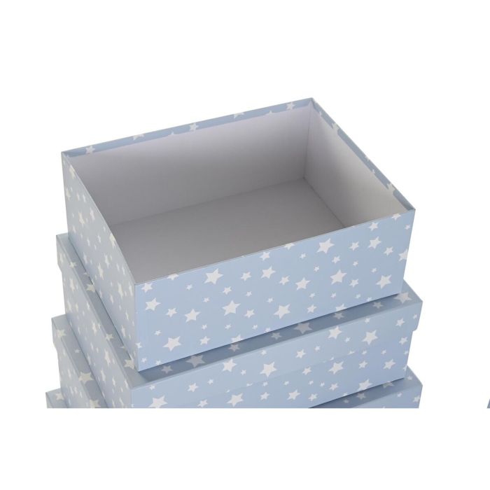 Set de Cajas Organizadoras Apilables DKD Home Decor Blanco Azul cielo Infantil Cartón (43,5 x 33,5 x 15,5 cm) 2