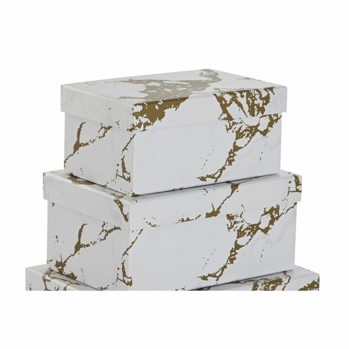 Set de Cajas Organizadoras Apilables DKD Home Decor Dorado Blanco Cartón (43,5 x 33,5 x 15,5 cm) 1