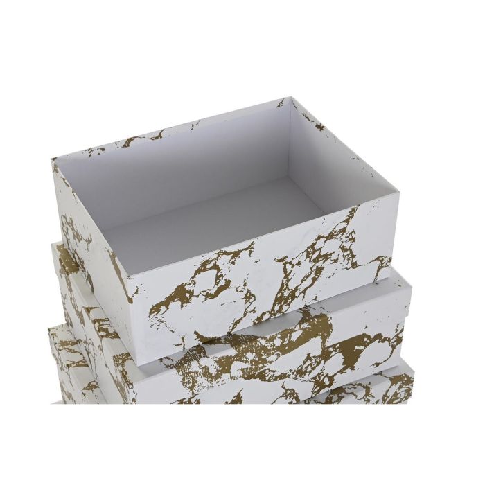 Set de Cajas Organizadoras Apilables DKD Home Decor Dorado Blanco Cartón (43,5 x 33,5 x 15,5 cm) 2
